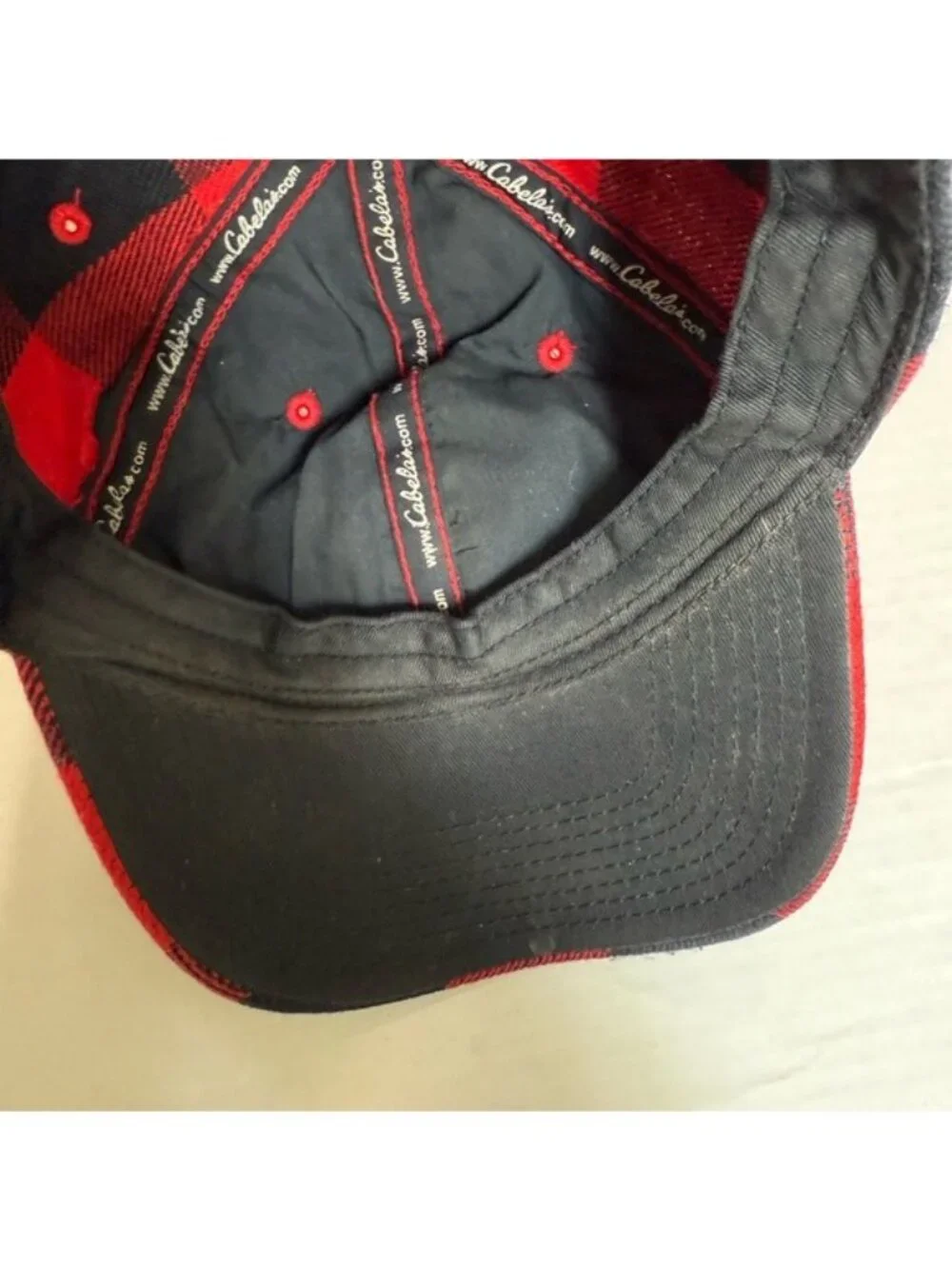 Cabela’s Red Black Buffalo Plaid Baseball Cap Adjustable Hunting Unisex Hat